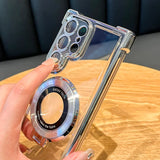 Luxury Magnetic Plating Stand Shockproof Clear Case For Samsung