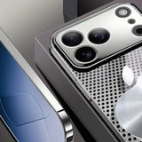 Metal Mesh For Apple Texture Pattern Glass Electroplated Phone Case For iPhone