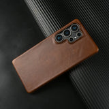 Natural Cowhide Genuine Leather Case For Samsung Galaxy