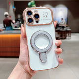 Plating Love Heart Magnetic  Phone Case For iPhone