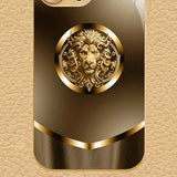 Simple Golden Lion Pattern Gold Metallic Paint Glass Case For iPhone