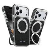 Rotating magnet ring folding stand leather magnetic phone case suitable For iPhone
