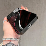 Simple Elegant Red Curved Pattern Tempered Glass Case For iPhone