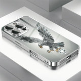 Light Luxury Crystal Eagle Pattern Glass Electroplated Case For iPhone