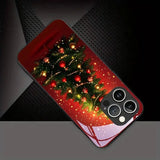 Red Christmas Decorative Tree Pattern Glass Phone Case For iPhone