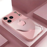 Luxury Light Pink Apple Pattern Glass Case For iPhone
