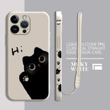 Cute Cartoon Black Cat Silicone Case for iPhone