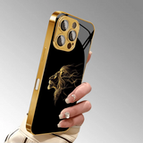 Golden lion profile pattern phone case For iPhone