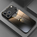 Golden Dragon Pattern Tempered Glass Black Case For iPhone