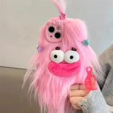 Korean Funny Fluffy Plush Monster Case For iPhone
