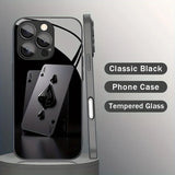 Stylish Poker Pattern Tempered Glass Black Phone Case For iPhone