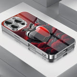 Creative Black Red For Apple Pattern Glass Electroplated Case For iPhone