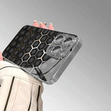 Minimalist Textured Honeycomb Pattern Glass Electroplated Phone Case For iPhone