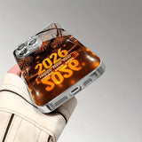 New Year 2026 Pattern Tempered Glass Electroplated Case For iPhone