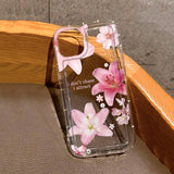 Pink Trumpet Flower Transparent Shockproof Soft TPU Phone Case For IPhone