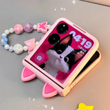 Japan Korean Cute Pink Candy Bracelet Hinge Protective Case For Samsung Z Flip
