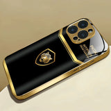 Cool Gold Tiger Pattern Gold Metallic Paint Glass Case For iPhone