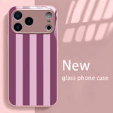 Minimalist Vertical Striped Pattern Metallic Glass  Case For iPhone