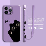 Cute Cartoon Black Cat Silicone Case for iPhone