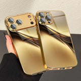 Luxury Gold Streamlined Abstract Metallic Paint Glass Case For iPhone