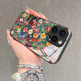 Style Colorful Floral Pattern HD Tempered Glass Case For iPhone