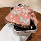 Luxury Diamond Butterfly Transparent Plating Soft Silicone Case For iPhone