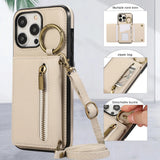 Crossbody Zipper Wallet Ring Stand Phone Case for IPhone