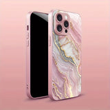 Advanced Marble Pattern Pink Paint Glass Hard Case For iPhone