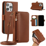 Crossbody Zipper Wallet with Card Holder Case for IPhone