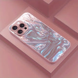 Lasers Textured Iridescent Paint Tempered Glass Case For iPhone