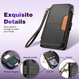 Wallet Multi-card Slot Zipper Kickstand Magnetic Flip Leather Case For Samsung