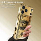 Personalized Banknotes Pattern Gold Metallic Paint Glass Case For iPhone