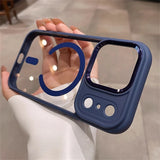 Transparent for Magnetic Acrylic Camera Control Buttons Armor Case For iPhone