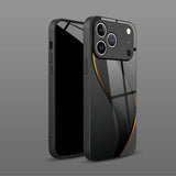 Luxury Wave Line Pattern Tempered Glass Black Case For iPhone