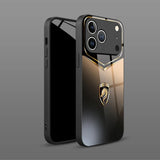Golden Dragon Pattern Tempered Glass Black Case For iPhone