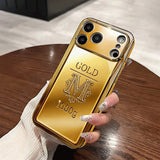 Gold Bar Letters Pattern Gold Paint Glass Case For iPhone
