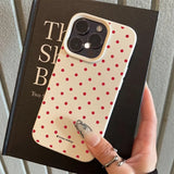 Chic Rose Red Polka Dot Design Lichee Pattern Case For iPhone