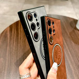 Faux Leather Maple Leaf For Magnetic Case For Samsung S26