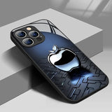 Metal Technology For Apple Pattern Glass Material Phone Case For iPhone