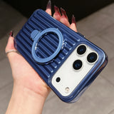 Magnetic Luggage Corrugated Stripe Bracket Case for IPhone