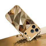 Metal Diamond Texture Pattern Gold Metallic Paint Glass Case For iPhone