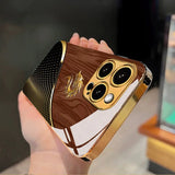 Luxury Textured Dragon Head Gold Metallic Paint Glass Phone Case For iPhone
