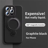 Invisible Stand Holder Magnetic Liquid Silicone Case for iPhone