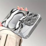 Transparent Crystal For Apple Pattern Tempered Glass Electroplated Case For iPhone