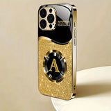 Shining Letter A Pattern Gold Metallic Paint Glass Phone Case For iPhone
