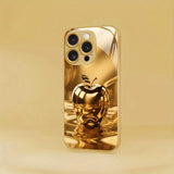 Luxury Crystal For Apple Pattern Metallic Paint Glass Case For iPhone
