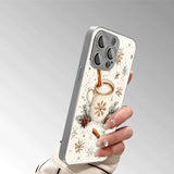 Christmas Snowflake Pattern Glass Electroplated Silver Case For iPhone
