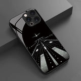 Night View Runway Airplane Tempered Glass Black Case For iPhone