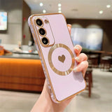 Love Heart Plating Magnetic Case For Samsung Galaxy