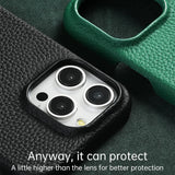 Cowhide Lychee Leather Magnetic Case for iPhone